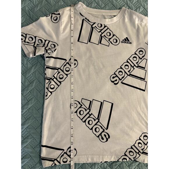 ADIDAS YOUTH CREW NECK WHITE AND BLACK SHORT SLEEVE T-SHIRT SIZE M 10-12 - Picture 6 of 6